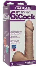 Vac-U-Lock Ultraskyn Cock and Balls Vanilla 6 Inch Attachment Beige DONGS